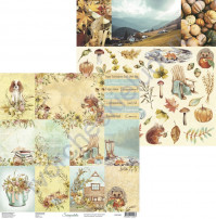 Бумага для скрапбукинга двусторонняя, 30.5х30.5 см, плотность 250 гр/м2, коллекция Lovely autumn, Лист Карточки