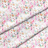 Ткань для рукоделия Фламинго с цветами, 100% хлопок, плотность 150 гр/м2, размер отреза 50х40 см