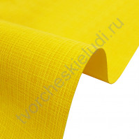 Кожзам переплетный с тиснением под холст на полиуретановой основе плотность 230 гр/м2, 50х70 см, цвет F332-желтый