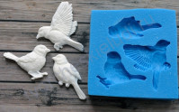 Форма силиконовая (молд) для полимерной глины, Набор из трех птиц