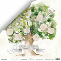 Бумага для скрапбукинга двусторонняя, коллекция Family Tree, 30.5х30.5 см, 190 гр\м2, лист Родовое дерево