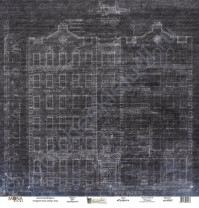 Бумага для скрапбукинга односторонняя Мастерская в конце улицы, 30.5х30.5 см, 190 гр/м, лист Графит