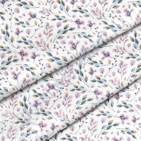 Ткань для рукоделия Листья фиолетовые, 100% хлопок, плотность 150 гр/м2, размер отреза 50х40 см