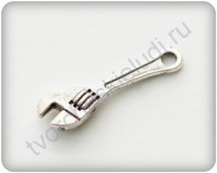 Подвеска металлическая Гаечный ключ, 5х23 мм, цвет серебро