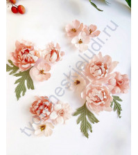 Цветы ручной работы из ткани Набор розовых хризантем