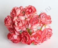 Кудрявые розы 2 см, 5 шт, цвет коралловый