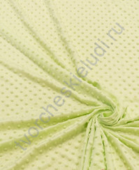 Ткань плюш Минки горошины, размер 50х50 см, 100% полиэстер, цвет нежно-салатовый