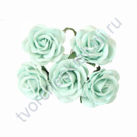 Роза с закругленными лепестками диам. 4 см, 3 штуки, цвет мятный