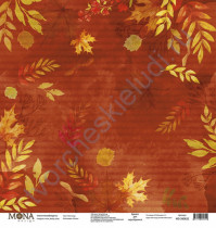 Бумага для скрапбукинга односторонняя Осень, 30.5х30.5 см, 190 гр/м, лист Листопад