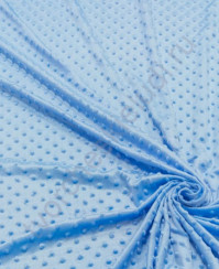 Ткань плюш Минки горошины, размер 50х50 см, 100% полиэстер, цвет голубой