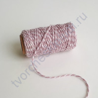 Шнур декоративный Spots and Stripes Pastels, цвет белый-пыльно-розовый, 1 метр