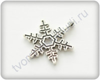 Подвеска металлическая Снежинка классическая 18х21 мм, цвет серебро