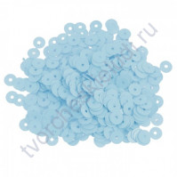 Пайетки плоские круглые с глянцевым эффектом 6 мм, 10 гр, цвет голубой