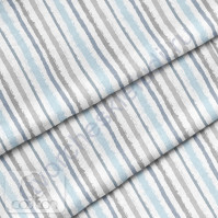 Ткань для рукоделия Полоска серо-голубая, 100% хлопок, плотность 150 гр/м2, размер отреза 50х80 см