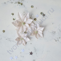 Цветы ручной работы из ткани Мини набор Пуансетии бежевые