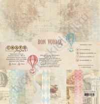 Набор бумаги Bon Voyage, 30.5х30.5 см, 190 гр/м, 12 двусторонних листов + 4 листа с карточками и элементами для вырезания