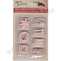 Набор фигурных анкеров с брадсами Photo Turn Shapes Kit, 24 элемента, цвет розовый остров