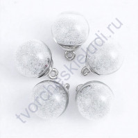 Стеклянный шар-подвеска серебро с микробисером, 16 мм, цвет белый прозрачный