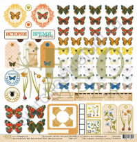 Бумага для скрапбукинга односторонняя коллекция Атлас бабочек, 30.5х30.5 см, 250 гр/м, лист Воспоминания