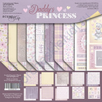 Набор двусторонней бумаги Daddy's Princess, 20х20 см, 190 гр/м, 8 двусторонних листов+2 односторонних листа с карточками