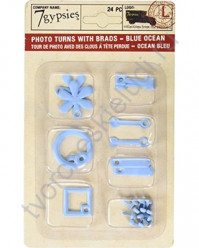 Набор фигурных анкеров с брадсами Photo Turn Shapes Kit, 24 элемента, цвет голубой океан