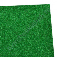 Фоамиран с глиттером, 2 мм, размер 20х30 см, цвет зеленый