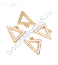 Подвеска Треугольник золото, 17х16 мм, цвет розовый, 1 штука