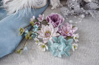 Цветы ручной работы из ткани Цветочный блюз, фиолетовый