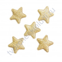 Набор тканевых аппликаций с глиттером Звезда, размер 3.3х3.3 см, 5 шт, цвет розовое золото