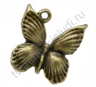Металлическая подвеска Бабочка, 18х17 мм, цвет бронза