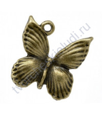 Металлическая подвеска Бабочка, 18х17 мм, цвет бронза