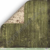 Бумага для скрапбукинга двусторонняя 30.5х30.5 см, 200 гр/м, коллекция Cozy Forest, лист Зеленые доски