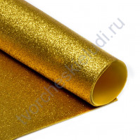 Фоамиран с глиттером, 2 мм, формат А4, цвет золото