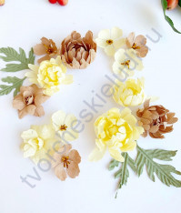 Цветы ручной работы из ткани Набор осенних хризантем