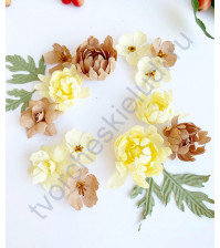 Цветы ручной работы из ткани Набор осенних хризантем