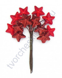 Букетик декоративный Звезды, 12 веточек, высота 11 см, цвет красный
