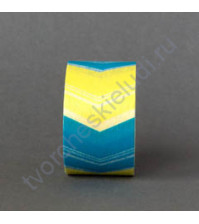 Бумажный скотч с принтом Шеврон, 15ммХ8м, цвет голубой - жёлтый